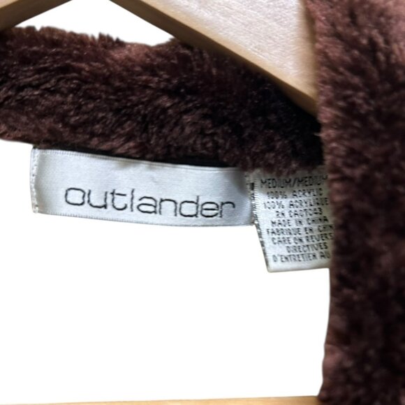 Outlander Brown Faux Fur Animal Print Button Front Cardigan Size M - Picture 5 of 5